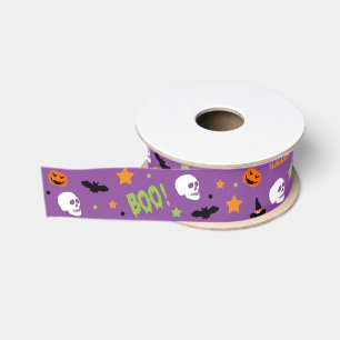 Purple Halloween Characters Grosgrain Ribbon