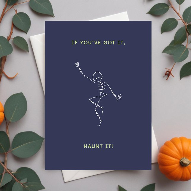 Purple Halloween Dancing Skeleton Holiday Card (Creator Uploaded)