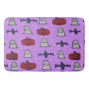 Purple Halloween Fun Print Bath Mat