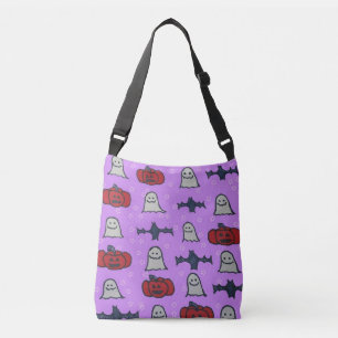 Purple Halloween Fun Print Crossbody Bag