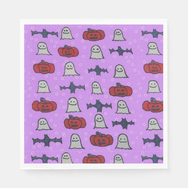 Purple Halloween Fun Print  Napkin (Front)