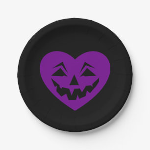 purple halloween heart gothic valentine creepy  paper plate