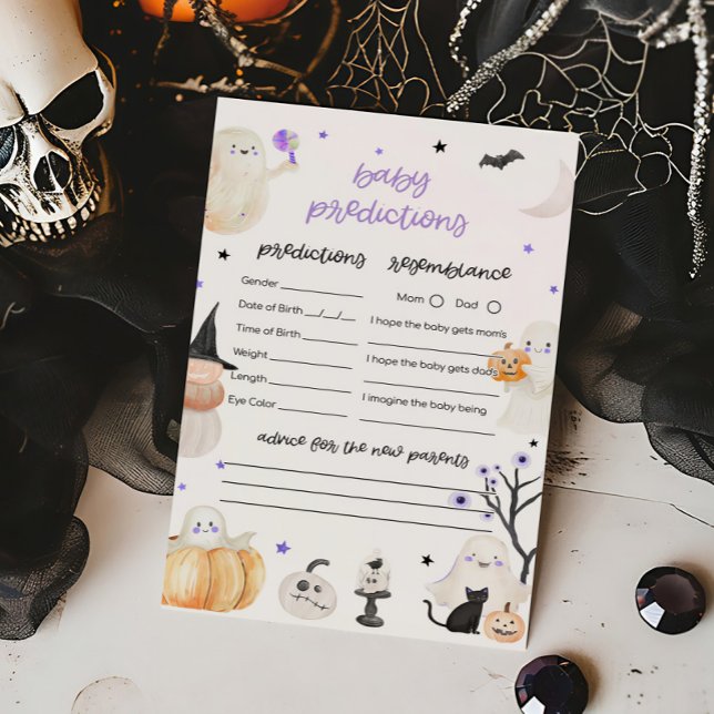 Purple Halloween Little Boo Baby Predictions Game (A Little Boo Baby Shower Baby Predictions Game)