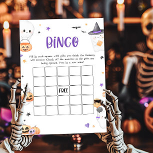 Purple Halloween Little Boo Baby Shower Bingo Game