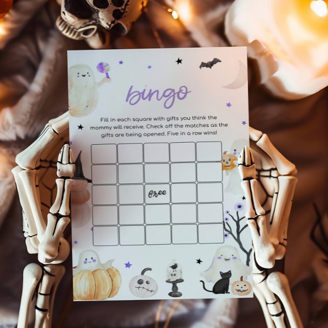 Purple Halloween Little Boo Baby Shower Bingo Game (A Little Boo Baby Shower Bingo Game)