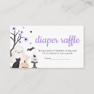 Purple Halloween Little Boo Diaper Raffle Enclosure Card