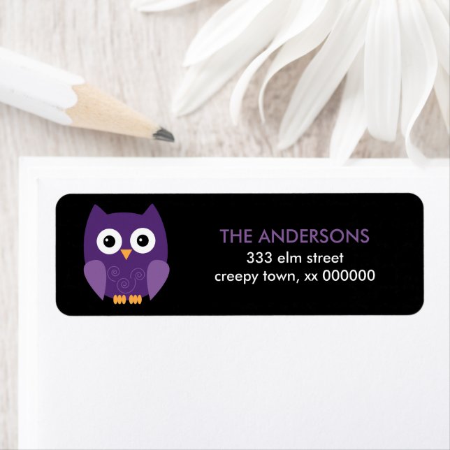 Purple Halloween Owl Halloween Labels (Insitu)