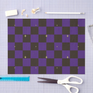 Purple Halloween Plaid Stars Tissue Paper
