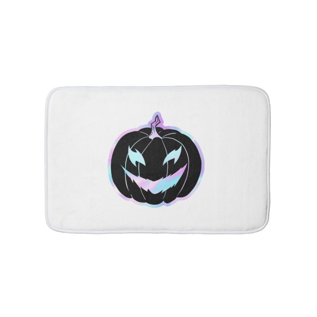 Purple Halloween Pumpkin, Halloween Costumes Bath Mat (Front)
