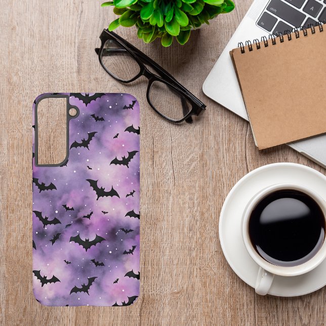 Purple Halloween Sky with Bats – Spooky Cute Samsung Galaxy S22+ Case (Creator Uploaded)