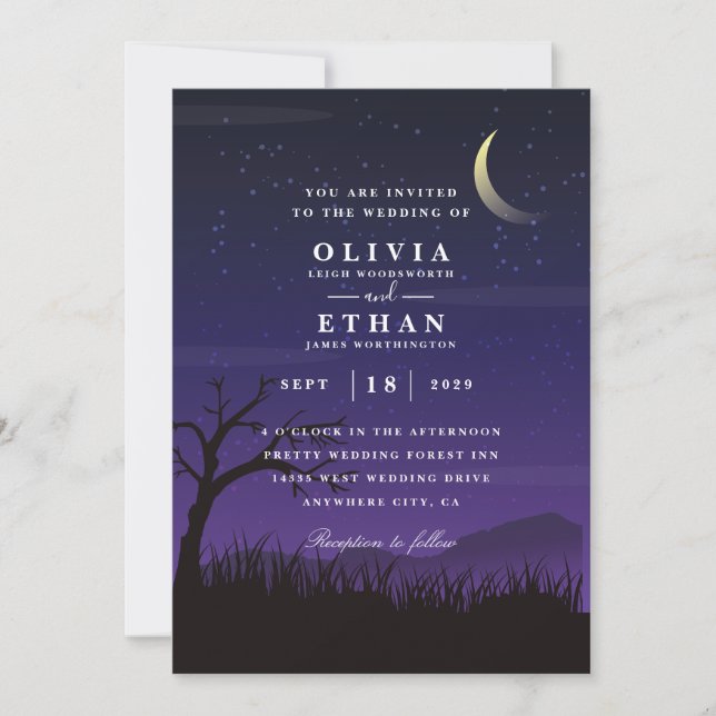 purple Halloween Wedding Invitations (Front)