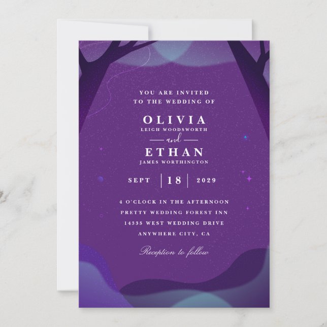 purple Halloween Wedding Invitations (Front)