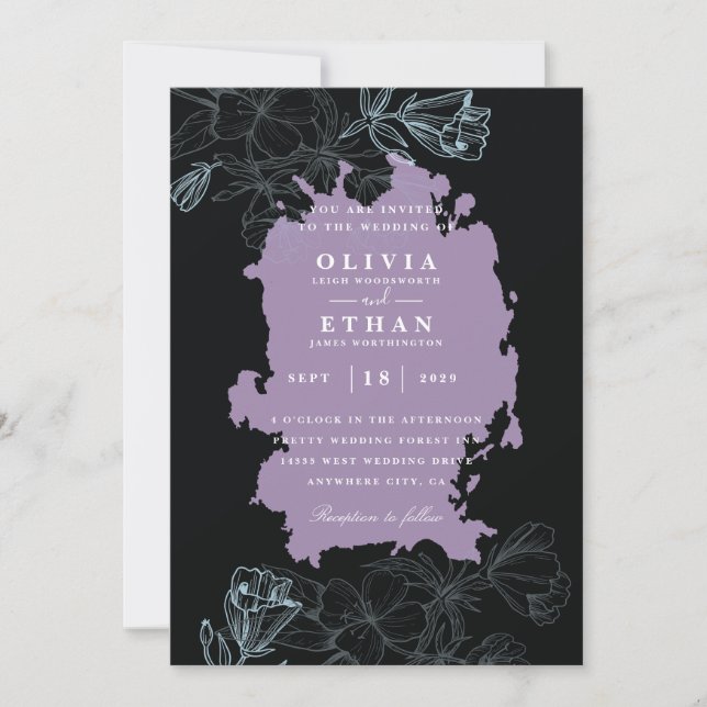 purple Halloween Wedding Invitations (Front)