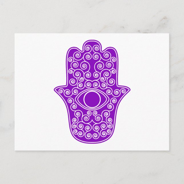 Purple Hamsa-Hand of Miriam-Hand of Fatima.png Postcard (Front)