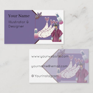 Purple Hanbok Man & Tempura Art Business Card
