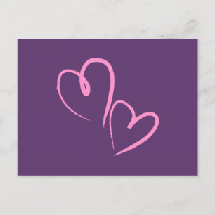 Purple Hand Drawn Hearts Postcard