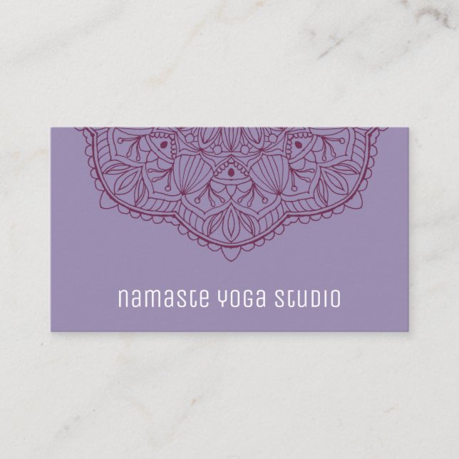 Purple Hand Drawn Mandala Simple Elegant Business Card (Front)
