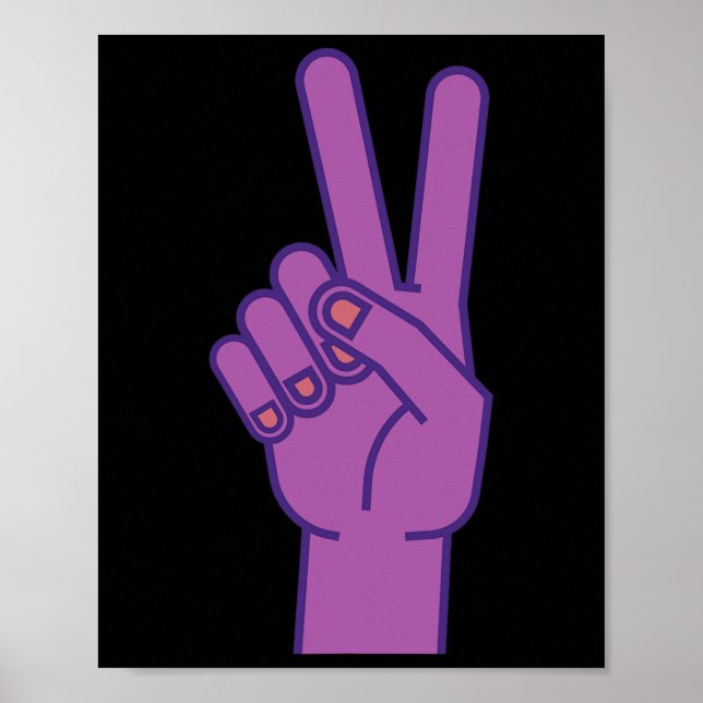 Purple Hand Peace Sign For Love  (Front)