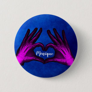 Purple Hand Xray Heart 6 Cm Round Badge