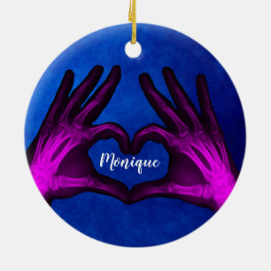 Purple Hand Xray Heart Ceramic Tree Decoration
