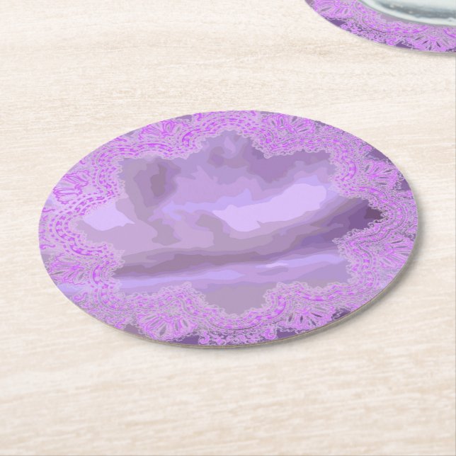 Purple Handkerchief Abstract Round Coasters Setof6 (Angled)