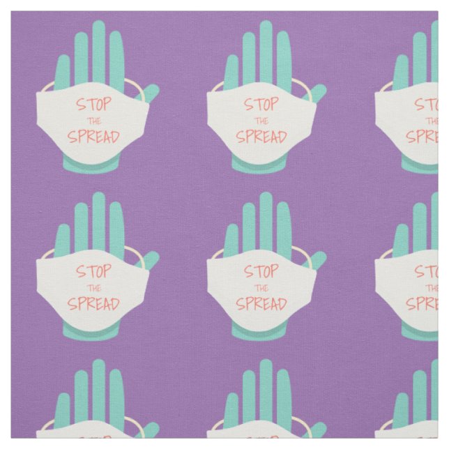 Purple Hands Typography Stop the Spread Graphic Fabric (Swatch)