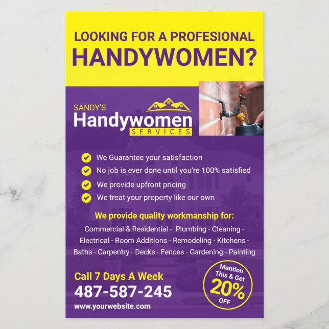 Purple Handy Women Business Flyer - Home Business (Front)