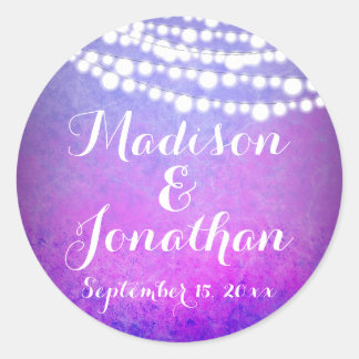 Purple Hanging Fairy Twinkle Lights Wedding Classic Round Sticker