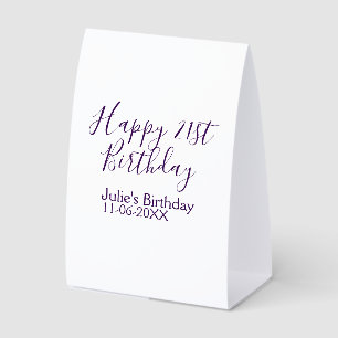 Purple happy 21st birthday name date Keychain