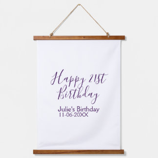 Purple happy 21st birthday name date Keychain Hanging Tapestry