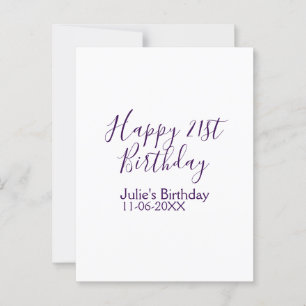 Purple happy 21st birthday name date Keychain Postcard