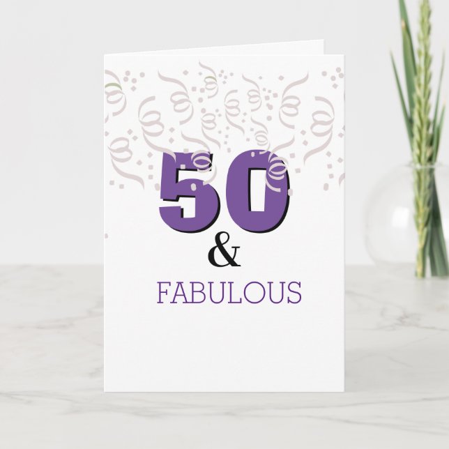 Purple Happy 50th Birthday Card (Front)