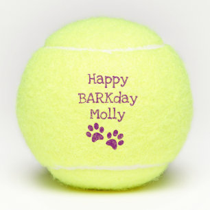 Purple Happy Barkday Birthday Pet Dog Toy Tennis Balls