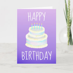 Purple Happy Birthday Cake Card