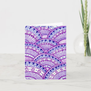Purple Happy Birthday Damask Indian Mandala Blank Card