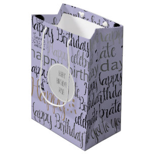 Purple Happy Birthday Medium Gift Bag