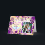 Purple Happy Birthday Photo Card for Sister<br><div class="desc">Purple Happy Birthday Card for Sister with flowers and butterflies.

Personalise this card by adding your favourite picture of you and your sister!</div>