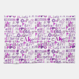 Purple Happy Birthday Tea Towel