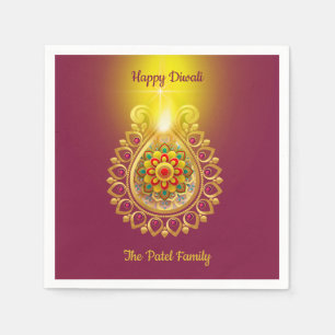 Purple Happy Diwali  Napkin