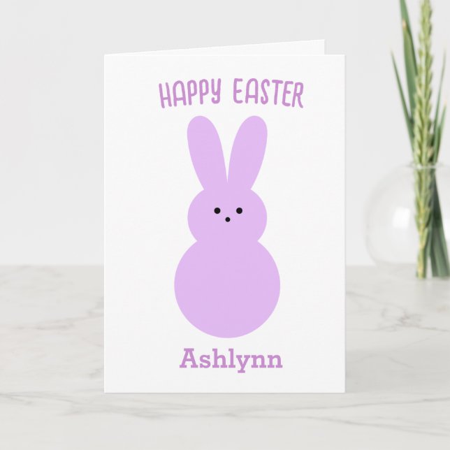 Purple Happy Easter Bunny Card (Front)