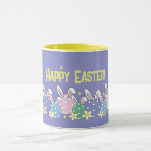 Purple Happy Easter Mug - Bunny Ear Eggs