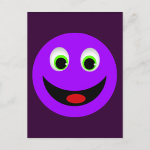 PURPLE HAPPY FACE POSTCARD