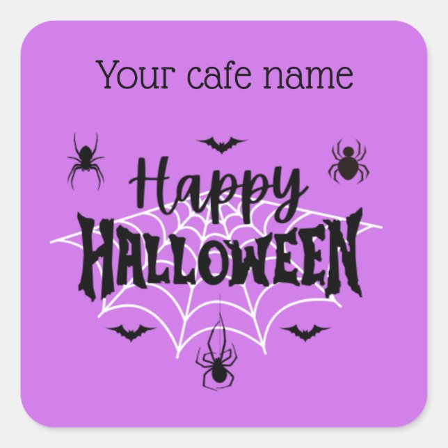 Purple Happy Halloween Cafe sticker (Front)