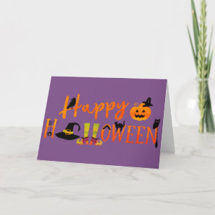 Purple  Happy Halloween Card
