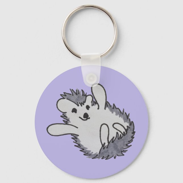 Purple Happy Hedgehog Key Ring (Front)