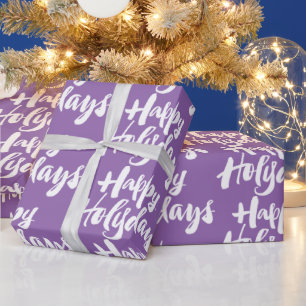 Purple Happy Holydays Holidays Holy Days Christmas Wrapping Paper