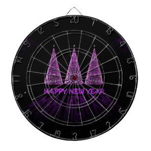 purple happy new year dartboard
