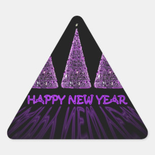 purple happy new year triangle sticker