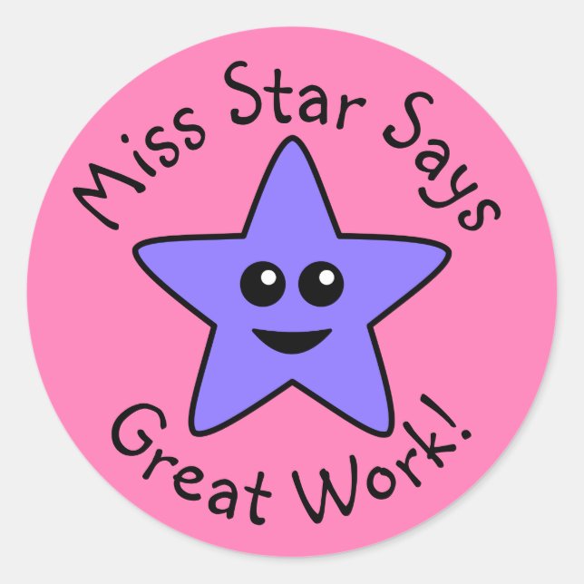 Purple Happy Star Great Work Stickers (Front)