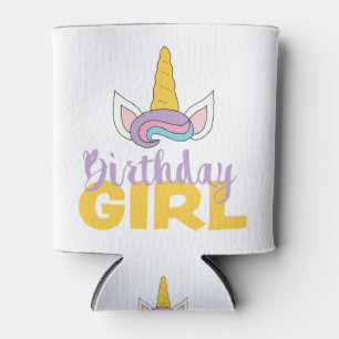 Purple Happy Unicorn Birthday Girl Unicorn Fever Can Cooler